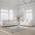 Azzuro Sofa Set - Cream Velvet Fabric - 3+2 Seater