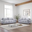 Azzuro Sofa Set - Grey Velvet Fabric - 3+2 Seater