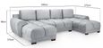 Azzuro U Shape Corner Sofa Suite - Grey Velvet Fabric