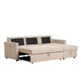Belfast Chaise Longue Pull Out Sofa Bed - Sand Fabric