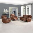Belgravia Power Recliner Sofa Set - Brown Leather - 3+1+1 Seater