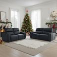 Bellagio Electric Recliner Sofa Set - Black Leather - 3+2 Seater