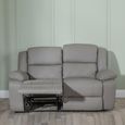 Bentley Light Grey Leather 2 Seater Recliner Sofa