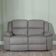 Bentley Light Grey Leather 2 Seater Recliner Sofa