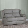 Bentley Light Grey Leather 2 Seater Recliner Sofa