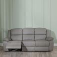 Bentley Light Grey Leather 3 Seater Recliner Sofa