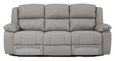 Bentley Light Grey Leather 3 Seater Recliner Sofa