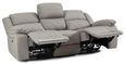 Bentley Light Grey Leather 3 Seater Recliner Sofa