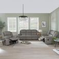Bentley Light Grey Leather Recliner Sofa Set