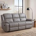 Bentley Recliner Sofa - 3 Seater - Light Grey Leather