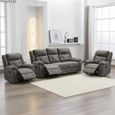 Berkeley Recliner Sofa Suite - 3+1+1 - Dark Grey Leather Look Fabric