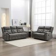 Berkeley Recliner Sofa Suite - 3+2 - Dark Grey Leather Look Fabric