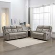 Berkeley Recliner Sofa Suite - 3+2 - Light Grey Leather Look Fabric