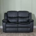 Berlin Black Leather 2 Seater Recliner Sofa