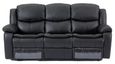 Berlin Black Leather 3 Seater Recliner Sofa