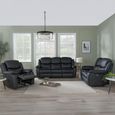 Berlin Black Leather Recliner Sofa Set