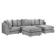Bishop U Shape Corner Sofa Suite - Scatterback - Platinum Velvet Fabric