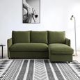 Blaire Sofa Bed - Athena Olive Green Velvet Fabric - Corner