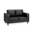 Box Sofa - Black Faux Leather - 2 Seater