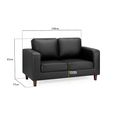 Box Sofa - Black Faux Leather - 2 Seater