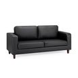 Box Sofa - Black Faux Leather - 3 Seater