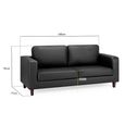 Box Sofa - Black Faux Leather - 3 Seater