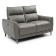 Brooke Electric Recliner Sofa - Grey Leather - 2 Seater