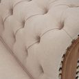 Cabra Chesterfield Armchair - Cream Fabric with Mahogany Wood