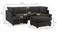 Carnaby U Shape Corner Sofa - Classic Black Fabric