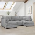 Carnaby U Shape Corner Sofa - Grey Boucle Fabric