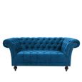 Chester 2 Seater Sofa - Blue Velvet Fabric