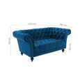 Chester 2 Seater Sofa - Blue Velvet Fabric