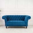Chester 2 Seater Sofa - Blue Velvet Fabric