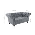 Chester 2 Seater Sofa - Grey Velvet Fabric