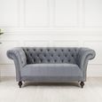 Chester 2 Seater Sofa - Grey Velvet Fabric