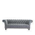 Chester 3 Seater Sofa - Grey Velvet Fabric