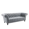 Chester 3 Seater Sofa - Grey Velvet Fabric