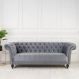 Chester 3 Seater Sofa - Grey Velvet Fabric