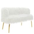 Clarence Sofa - 2 Seater - White Faux Fur with Gold Legs