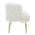 Clarence Sofa - 2 Seater - White Faux Fur with Gold Legs