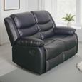 Conrad Manual Recliner Sofa - Black Leather - 2 Seater