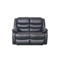 Conrad Manual Recliner Sofa - Black Leather - 2 Seater