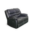Conrad Manual Recliner Sofa - Black Leather - 2 Seater