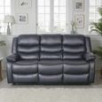Conrad Manual Recliner Sofa Set - Black Leather - 3+1+1 Seater
