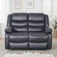 Conrad Manual Recliner Sofa Set - Black Leather - 3+2+1 Seater