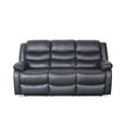 Conrad Manual Recliner Sofa - Black Leather - 3 Seater