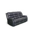 Conrad Manual Recliner Sofa - Black Leather - 3 Seater
