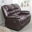 Conrad Manual Recliner Sofa - Brown Leather - 2 Seater