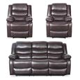 Conrad Manual Recliner Sofa Set - Brown Leather - 3+1+1 Seater