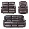 Conrad Manual Recliner Sofa Set - Brown Leather - 3+2+1 Seater